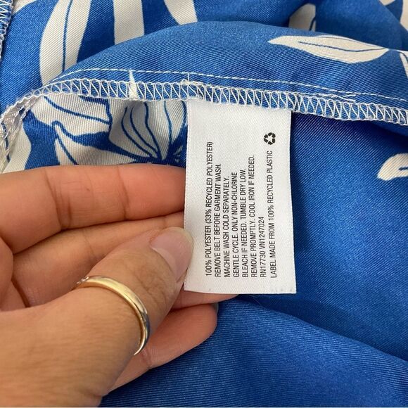 Alexis X Target Blue White Floral Long Sleeves Tiered Satin Mini Dress M - Picture 10 of 13